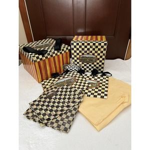 Mackenzie Childs Empty BOXES AND Gift BAGS BUNDLE PLUS RIBBON AND TISSUE GALORE